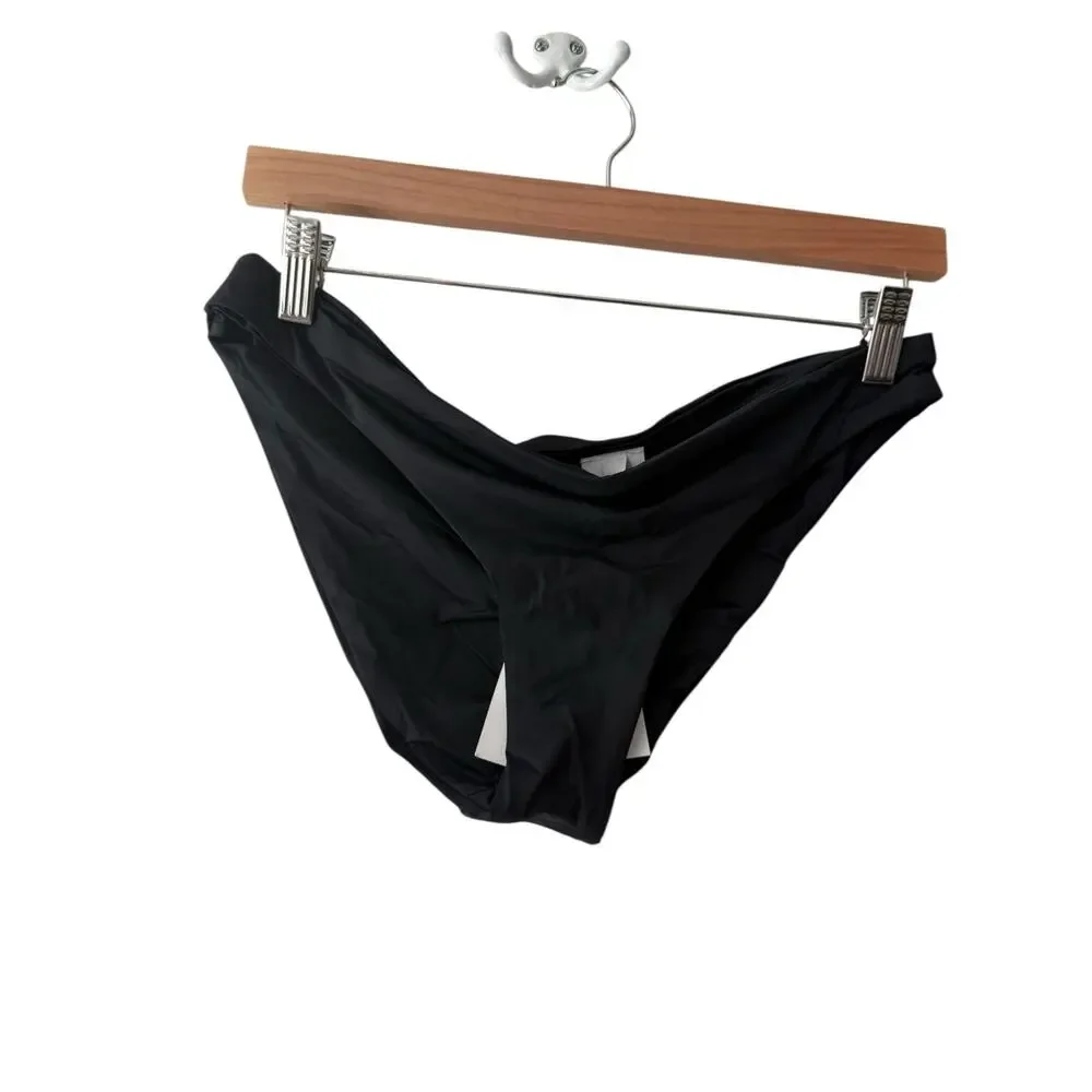 Becca Adela Black Shirred Hipster Bikini Swimsuit Bottoms Size Large
